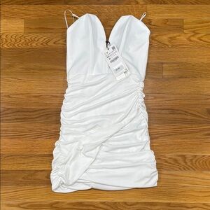 Elegant White Ruched Dress